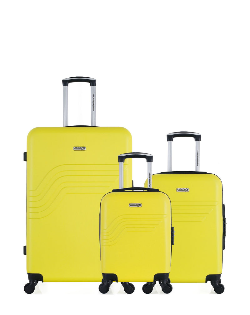 AMERICAN TRAVEL - LOT DE 3 - Valises grand format, cabine et cabine XXS QUEENS