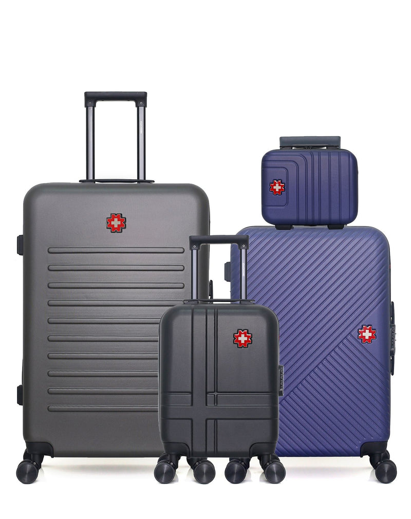 SWISS KOPPER  -  Lot de 4  -  Valises grand format WIL , weekend SPIEZ , cabine XXS USTER et vanity RUTI-K