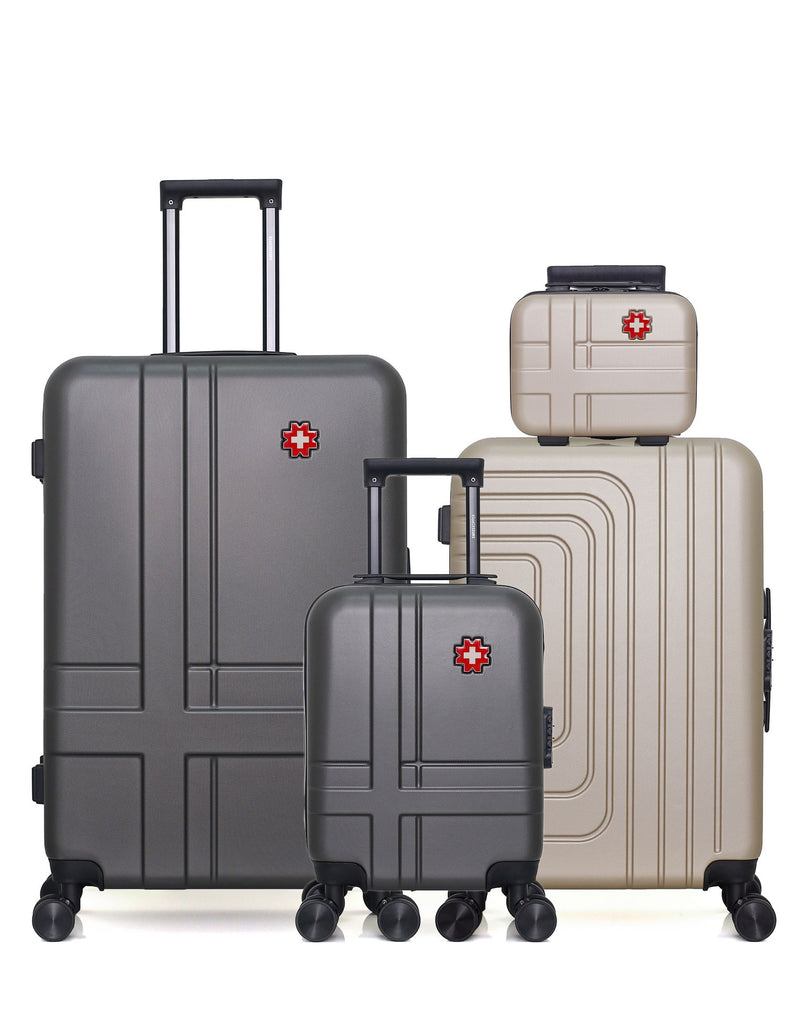 SWISS KOPPER  -  Lot de 4  -  Valises grand format USTER , weekend RUTI , cabine XXS USTER et vanity USTER-K