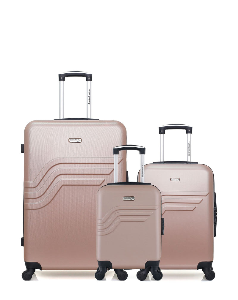 AMERICAN TRAVEL - LOT DE 3 - Valises grand format, cabine et cabine XXS QUEENS