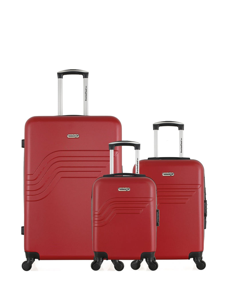 AMERICAN TRAVEL - LOT DE 3 - Valises grand format, cabine et cabine XXS QUEENS